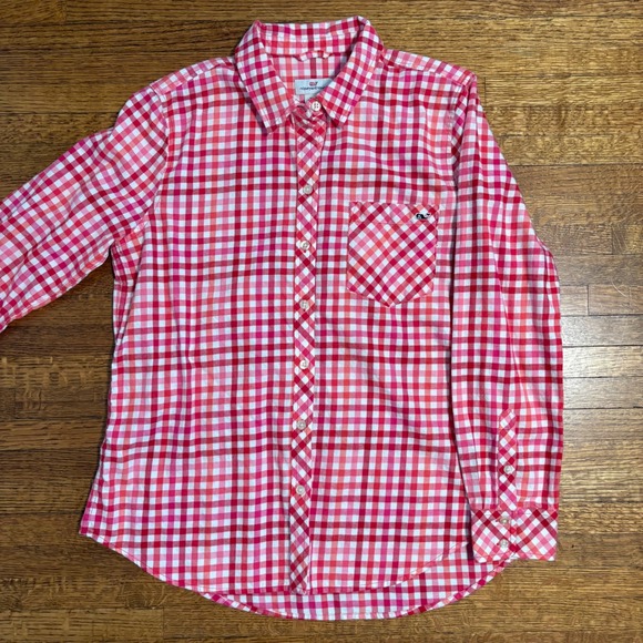 Vineyard Vines Tops - Vineyard Vines Women's Size 12 Red Pink‎ Gingham Checkered Button Down Shirt